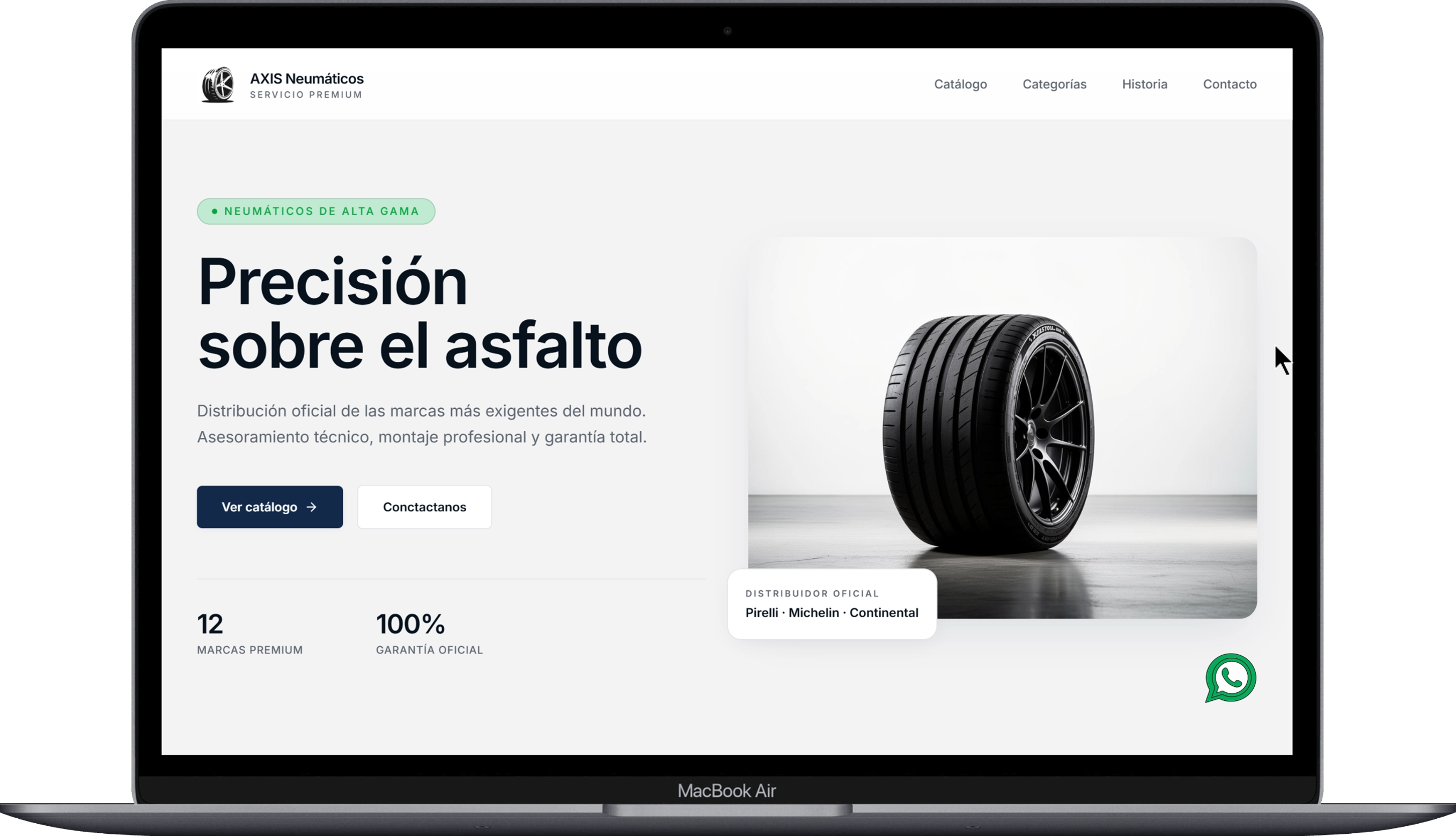 Mockup de una landing page profesional desarrollada por el estudio